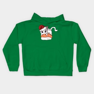 White Cat Salmon Sushi Christmas Kids Hoodie